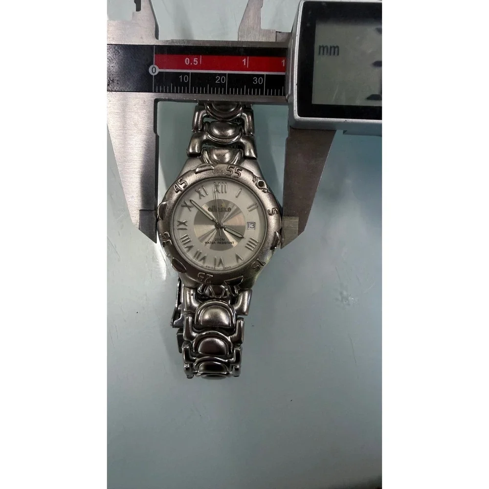 Vintage Ellesse Swiss Quartz Watch 200M Silver Tone Date Bracelet